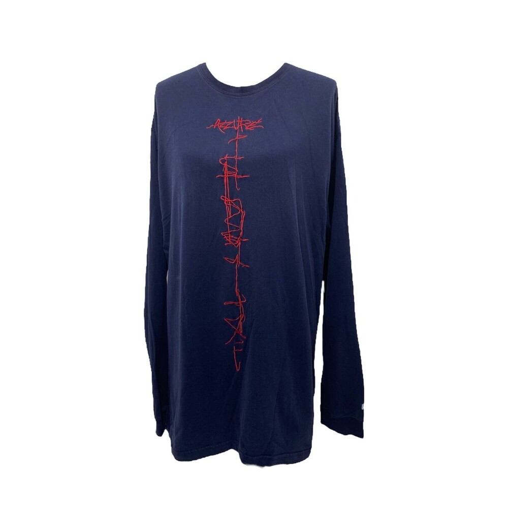Men's 3XL Shirt Azzure Denim Blue Long Sleeve Embroidered Crewneck